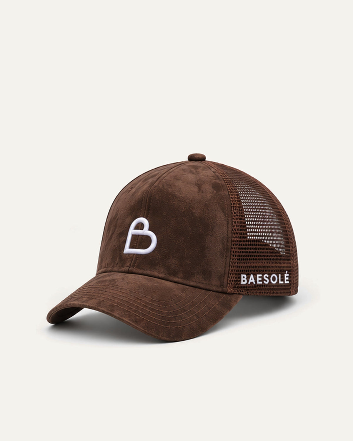 BAESOLÉ Mocha Trucker Cap – 3/4 front