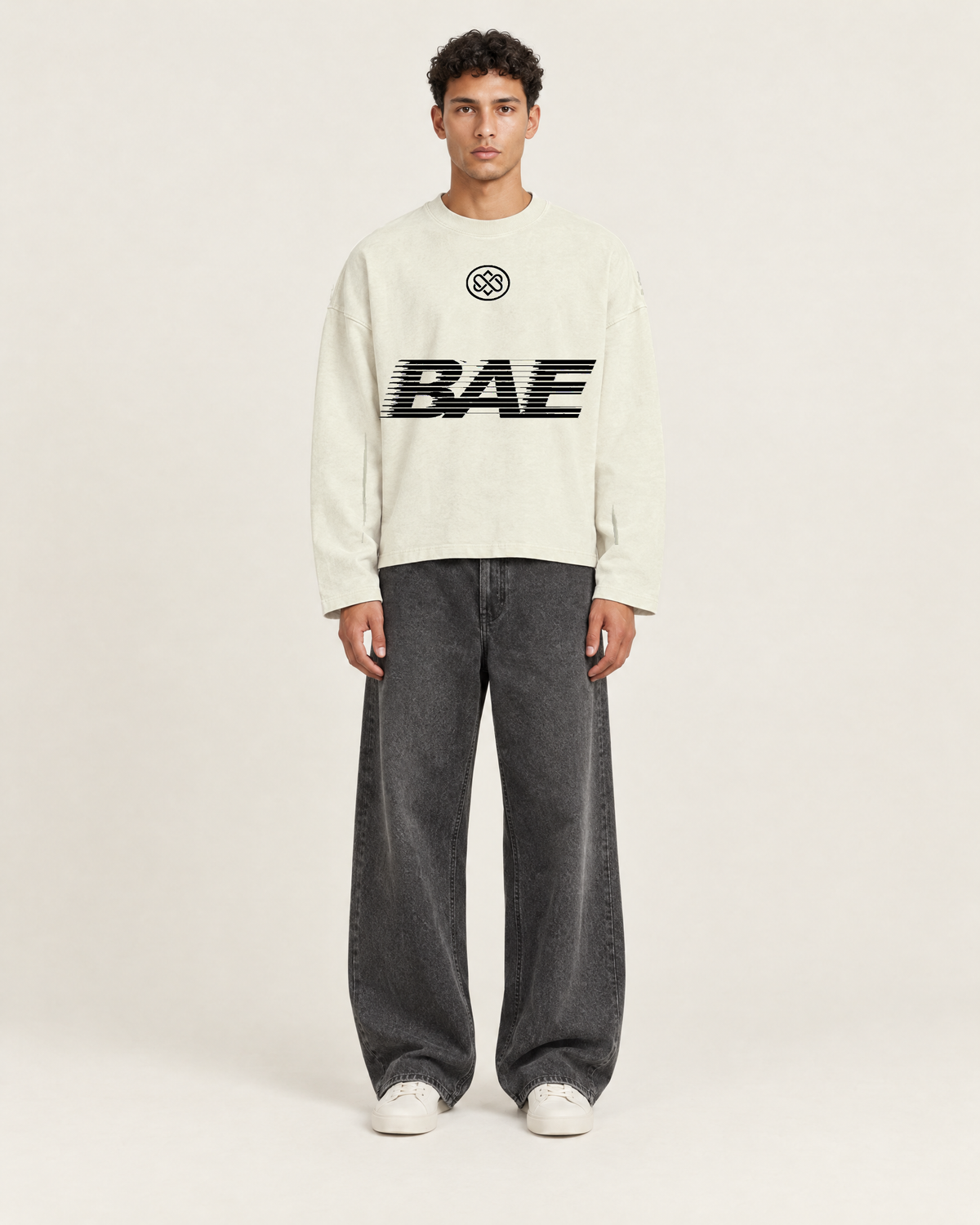 Speedline Longsleeve Vintage Wit op model, voorkant