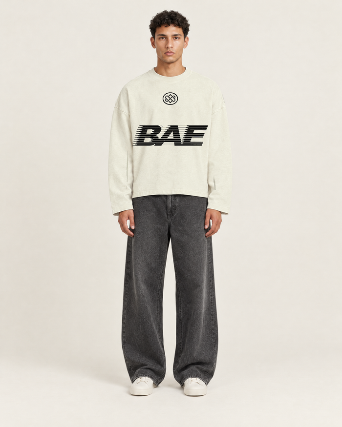 Speedline Longsleeve Vintage Wit op model, voorkant