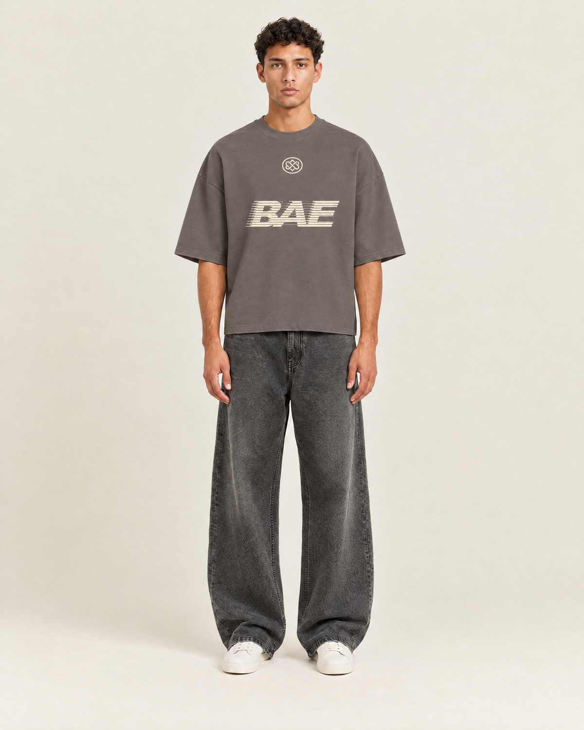 Speedline T-shirt Stone Grey op model, voorkant